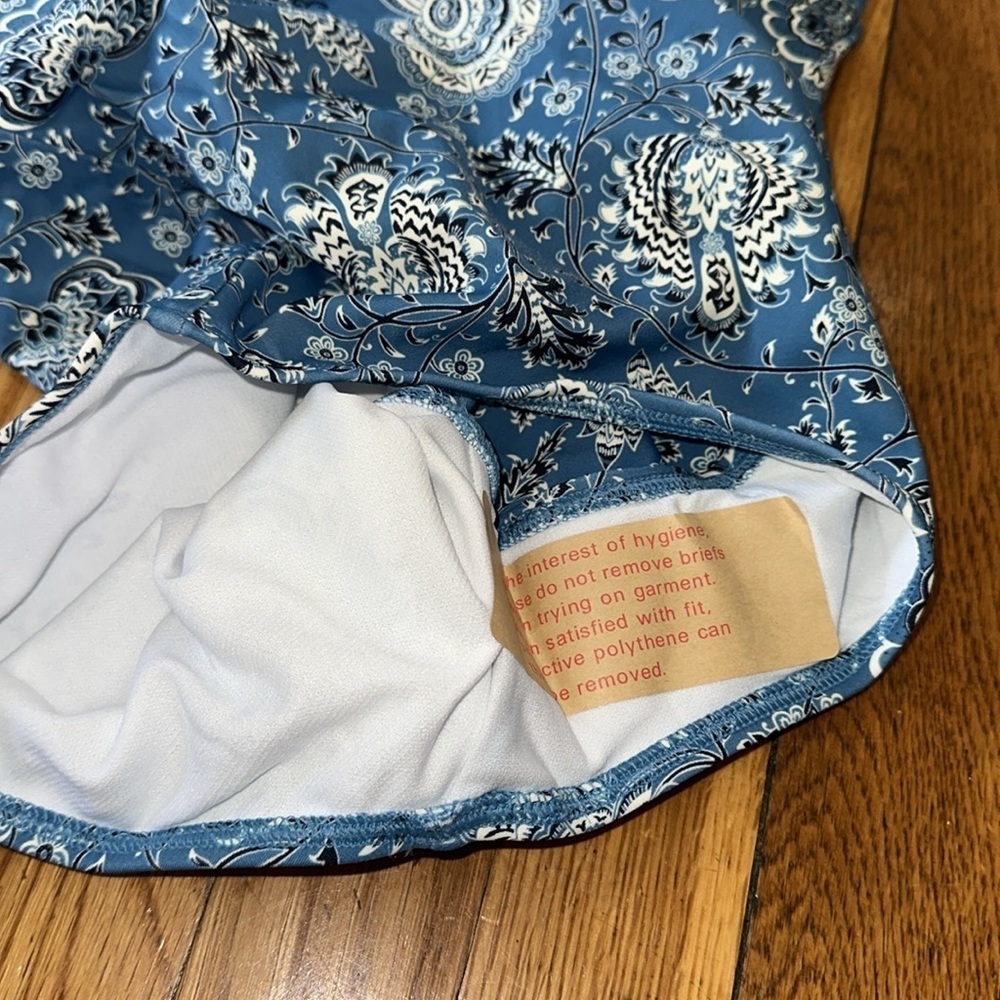 NWT Boden Ithaca paisley blue one piece halter neck swimsuit LONG TORSO sizes - Picture 5 of 5